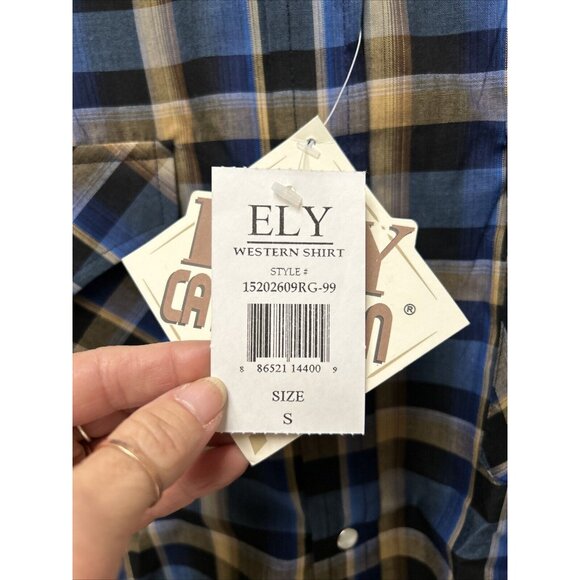 Ely Cattleman Western Shirt Mens Size Small Pearl Snap Cowboy Work Wear Plaid - Picture 2 of 5